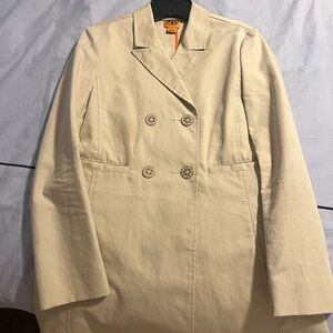 Elegant Cream Double-Breasted Women's Coat